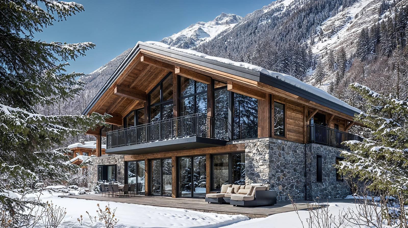 Chalet de lujo nevado en Chamonix